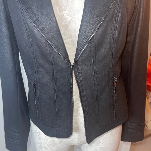 Charlie B Womens Jacket Size Extra Small Faux Black Suede Perfecto Classic - Picture 4 of 13